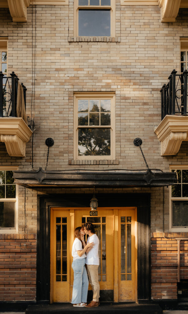 couple in their engagement photo in Salt Lake City