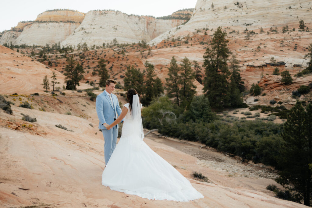 couple during their elopement at Zion National Park